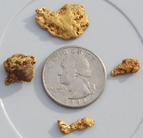 A collection of natural gold nuggets from Arizona.